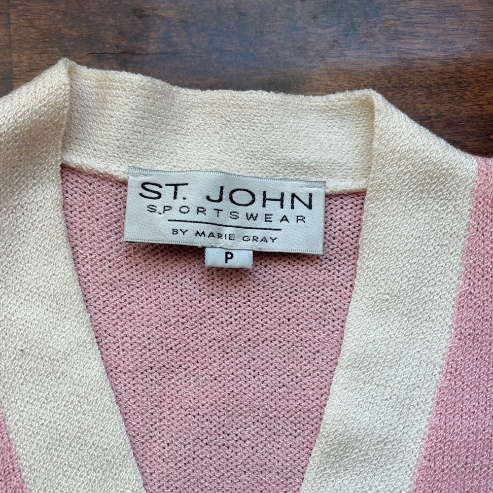 St. John Pink and Cream Cardigan - Picture 2 of 8